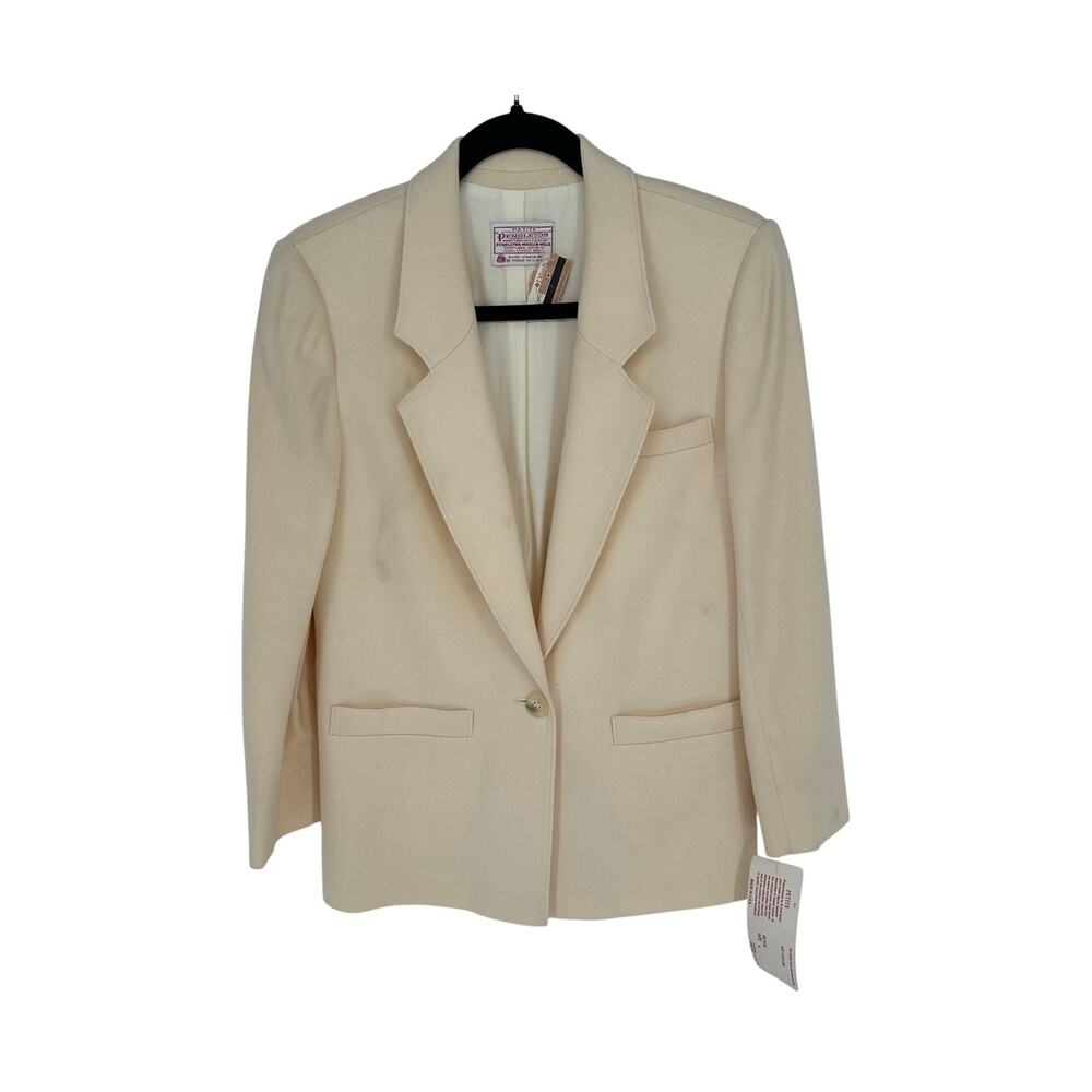 Pendleton Vintage NWT Wool Blazer Jacket Womens 4P Tailored Off White Suit Coat